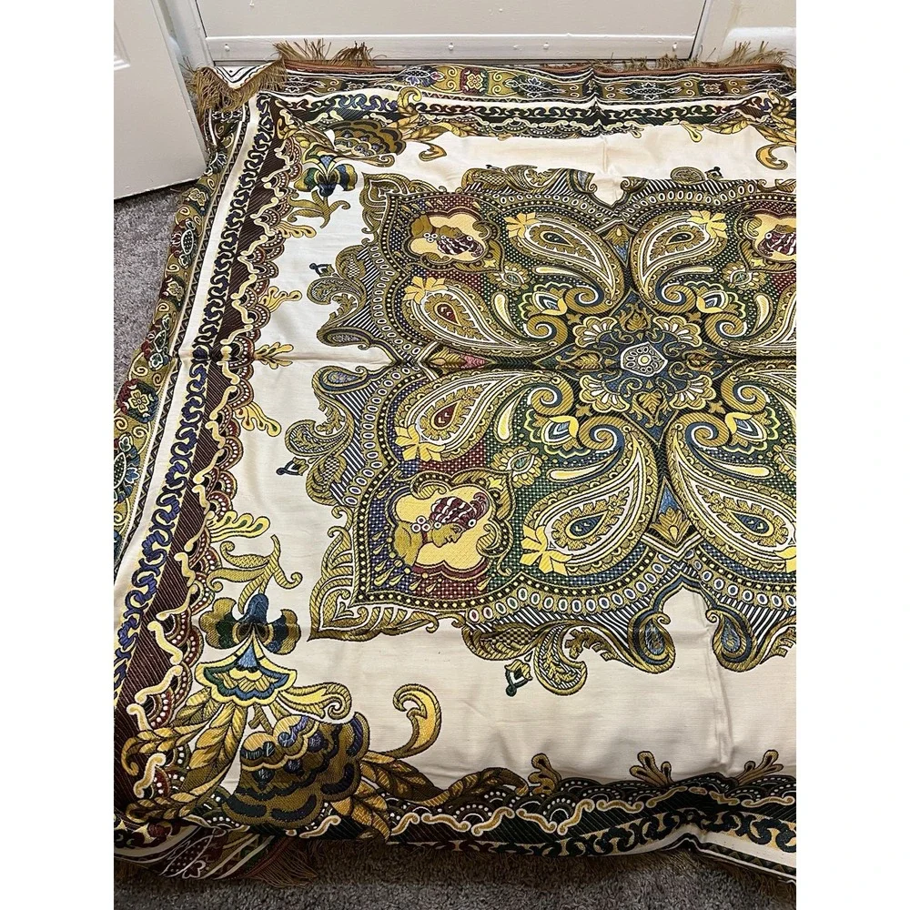 Vintage Spanish Woven Wall Hanging Tapestry Sevilla Spain Indo Persian 48x50 In